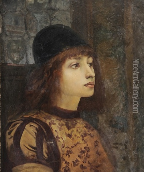 Le Jeune Florentin, Portrait Of An Italian Page Oil Painting - Jean-Jacques Scherrer