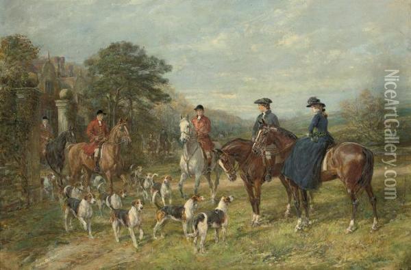 The Meet At The Manor House Oil Painting - Heywood Hardy