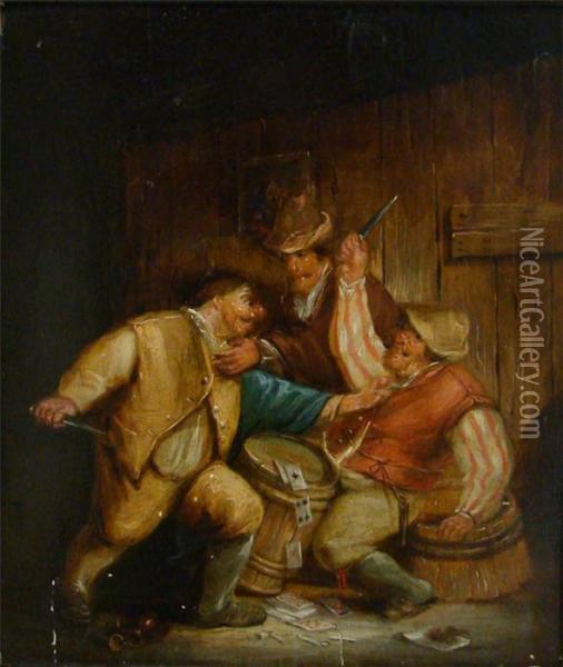 Wutende Kartenspieler In Einer Schenke Oil Painting - Egbert Ii Van Heemskerck