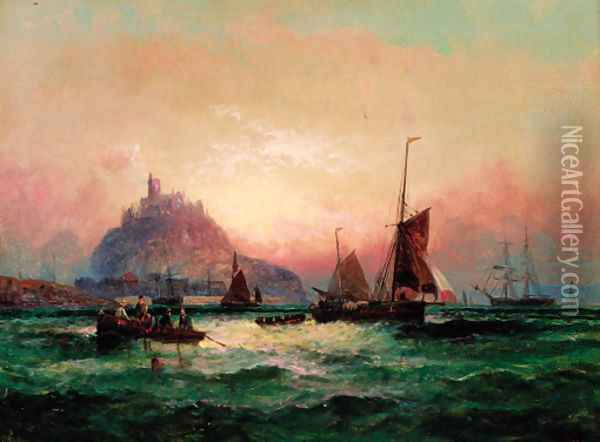 Mounts Bay, Cornwall Oil Painting - William A. Thornley or Thornbery