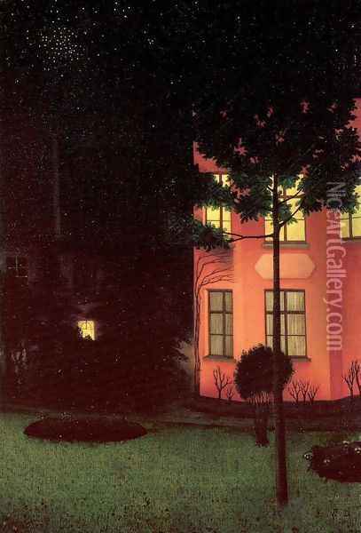 The Shuttered House 1892 Oil Painting - William Degouve de Nuncques