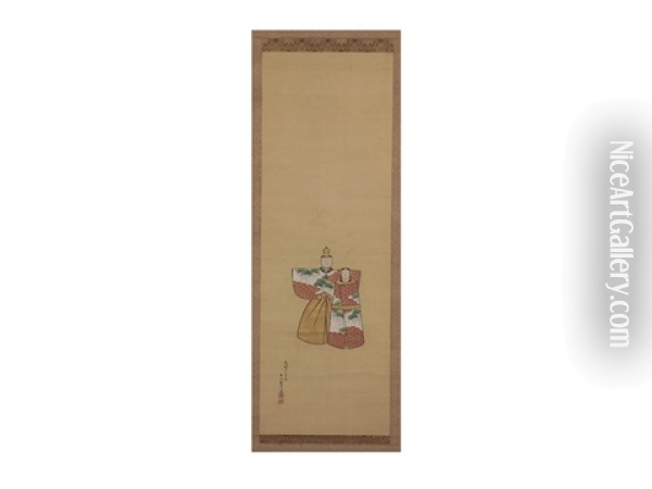Figure Of Paper-hina Doll Oil Painting - Onishi Chinnen