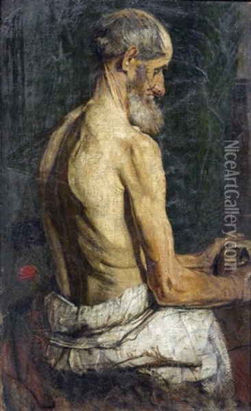 Mannlicher Halbakt Mit Totenschadel Oil Painting - Christian Rohlfs