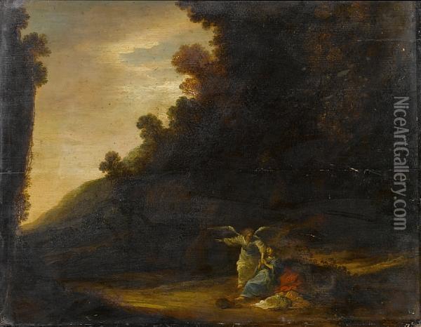The Angel Appearing Before Hagar In Thewilderness Oil Painting - Gerrit de Wet