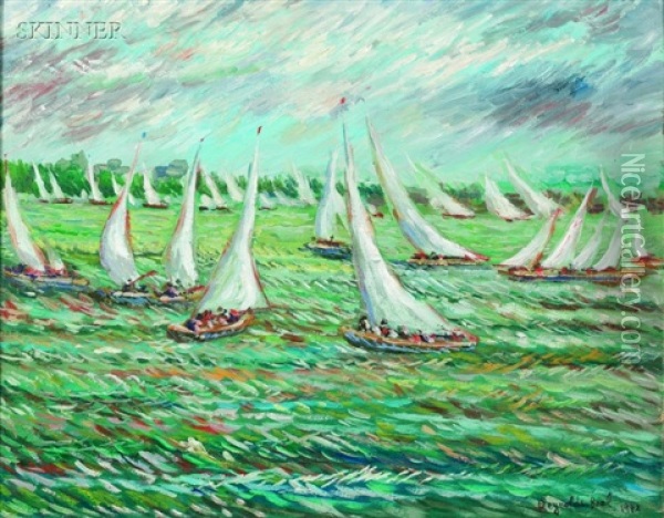 Sailboats Oil Painting - Reynolds Beal