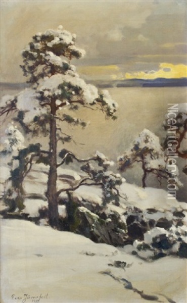 Winter Oil Painting - Eero Jaernefelt