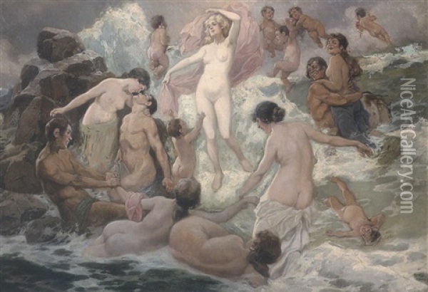 Die Geburt Der Venus Oil Painting - Rudolf Alfred Hoeger