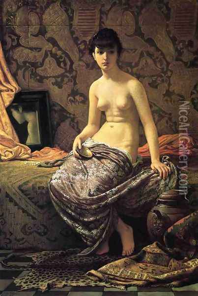 Roman Model Posing Oil Painting - Elihu Vedder