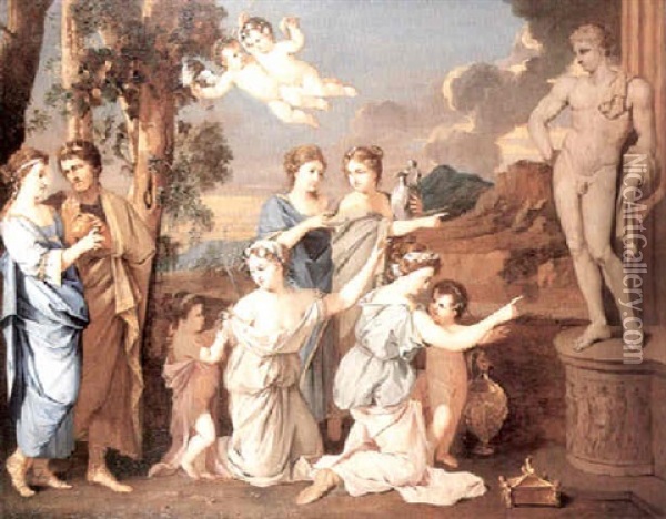 Psyche Et Son Pere Allant Consulter L'oracle Oil Painting - Nicolas Poussin