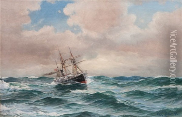 Postdampfer Auf Dem Weg Nach Gronland Oil Painting - Vilhelm Victor Bille