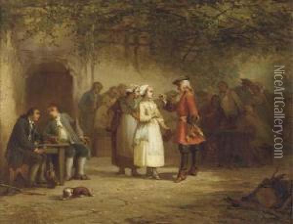 Flirtation At The Tavern Oil Painting - Benjamin Eugene Fichel