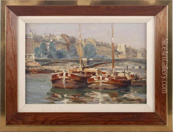 Harbour Scene Oil Painting - Jules Ribeaucourt