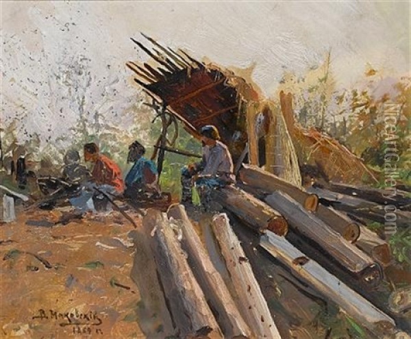 Fishermen In The Berezovsky District Oil Painting - Vladimir Egorovich Makovsky