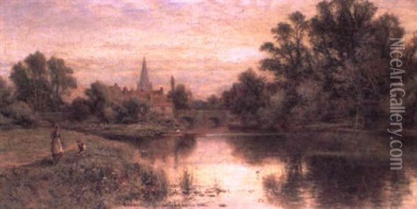 The Thames At Marlow Oil Painting - Alfred Augustus Glendening Sr.