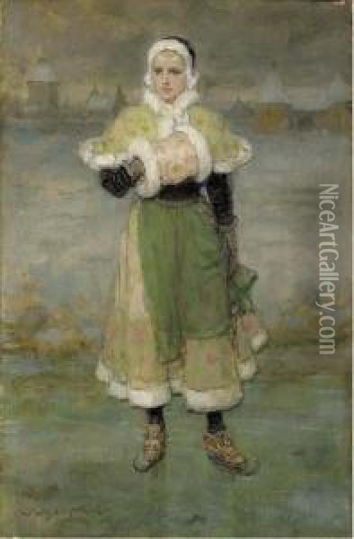 Woman On Skates Oil Painting - George Henry Boughton