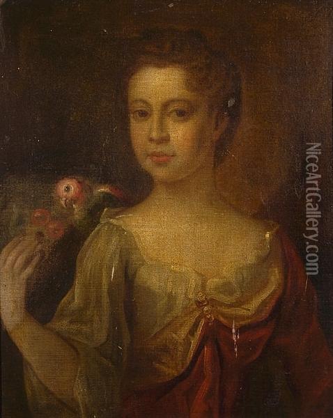 Young Girl With Parrot Oil Painting - Michael Dahl