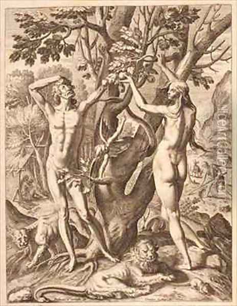 Adam and Eve Oil Painting - Theodore de Bry