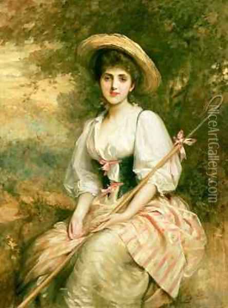 Mrs Stuart M Samuel as Phyllida The Shepherdess Oil Painting - Sir Samuel Luke Fildes