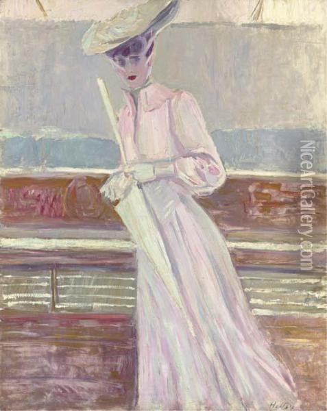 Madame Helleu On The Yacht Etoile Oil Painting - Paul Cesar Helleu