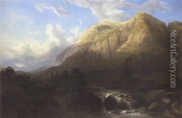 Paysage De Montagne Avec Torrent Oil Painting - Alexandre Calame