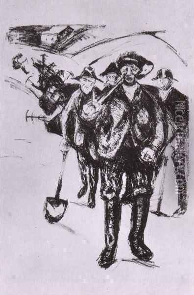 pelleteurs de neige 1912 Oil Painting - Edvard Munch