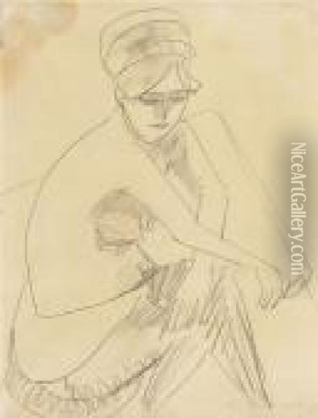 Weiblicher Sitzender Akt Oil Painting - Ernst Ludwig Kirchner