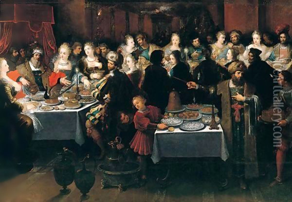 Belshazzar's feast Oil Painting - Frans the younger Francken