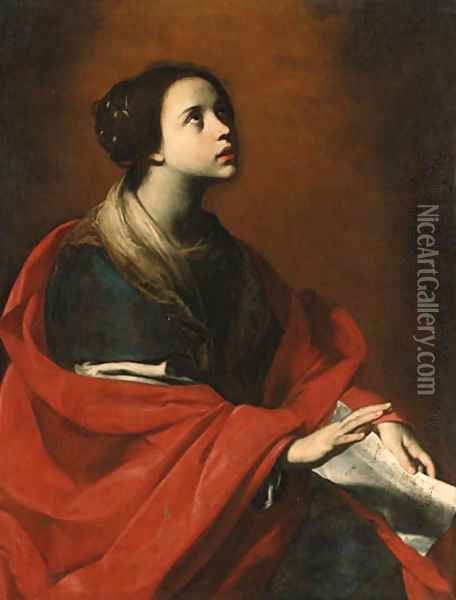 Saint Cecilia Oil Painting - Massimo Stanzione