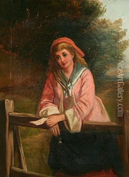 Circle Of Charles Sillem Lidderdale (later 19th Century) The Letter Oil Painting - Charles Sillem Lidderdale
