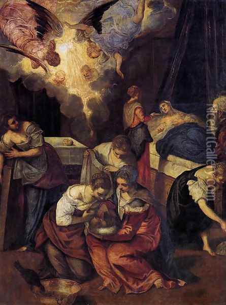 Birth of St John the Baptist c. 1563 Oil Painting - Jacopo Tintoretto (Robusti)