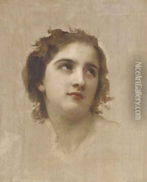 Study of a Young Girl's Head 2 Oil Painting - William-Adolphe Bouguereau
