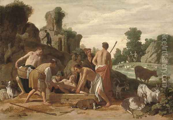 Joseph being lowered into the Well Oil Painting - Claes Cornelisz Moeyaert