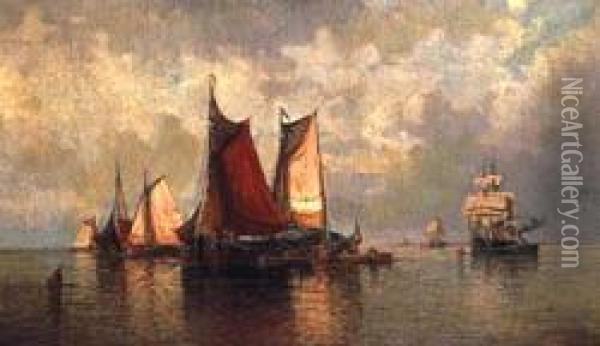 Fishing Boats, Ostend Oil Painting - Raphael Luc Ponson