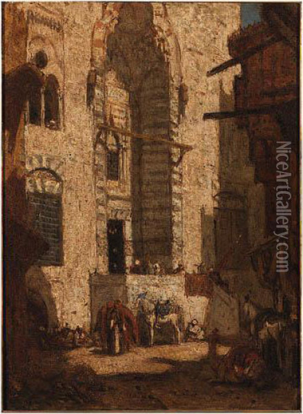 Mosque At Cairo, Egypt Oil Painting - Marius Bauer