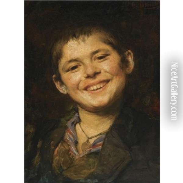 Laughing Boy Oil Painting - Georgios Jakobides