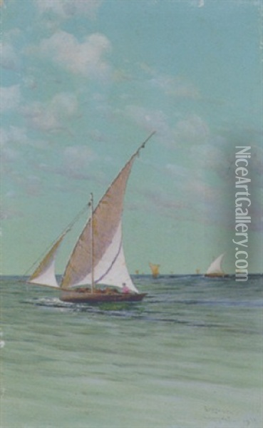 Marina Con Barche A Vela Oil Painting - Giuseppe Cosenza