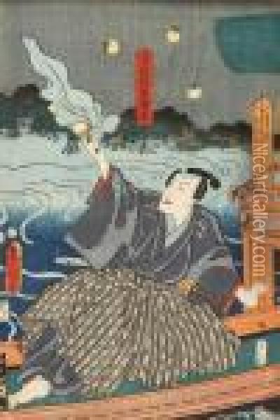 Representant La Chasse Aux Lucioles Oil Painting - Utagawa Toyokuni Iii
