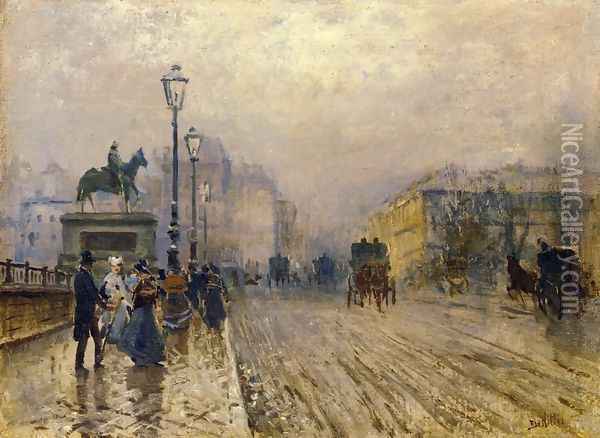 Rue de Paris with Carriages Oil Painting - Giuseppe de Nittis