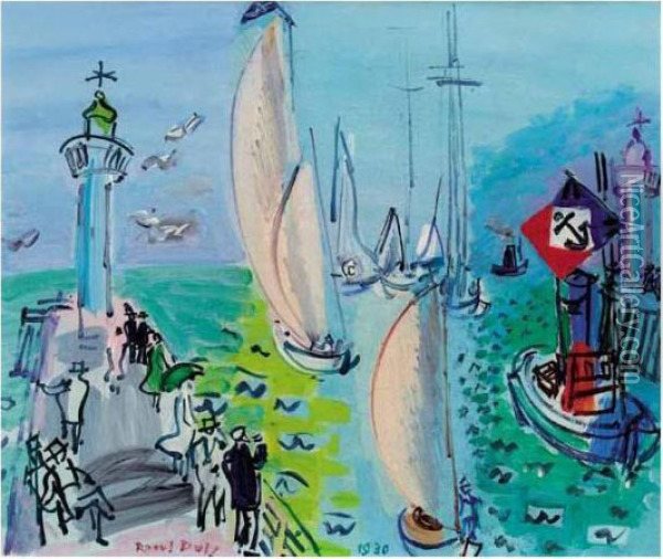 La Rentree Des Regattes Oil Painting - Raoul Dufy