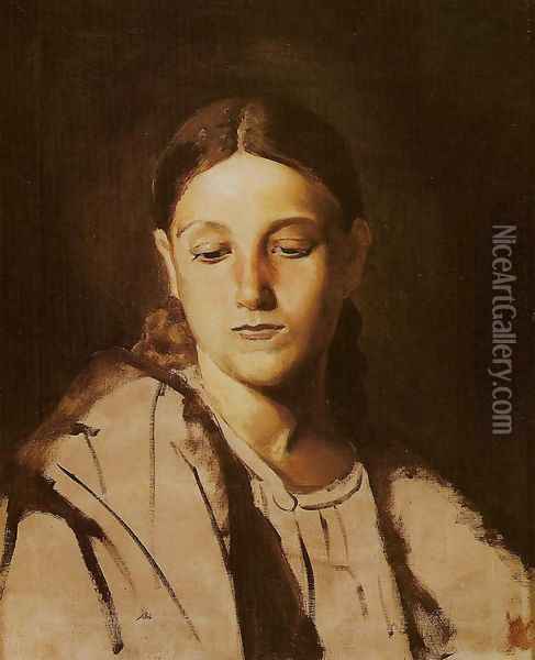 Portrait study for Our Lady Oil Painting - Jacek Malczewski