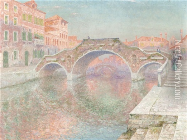 The Ponte Dei Tre Archi - Venice Oil Painting - Paul Leduc