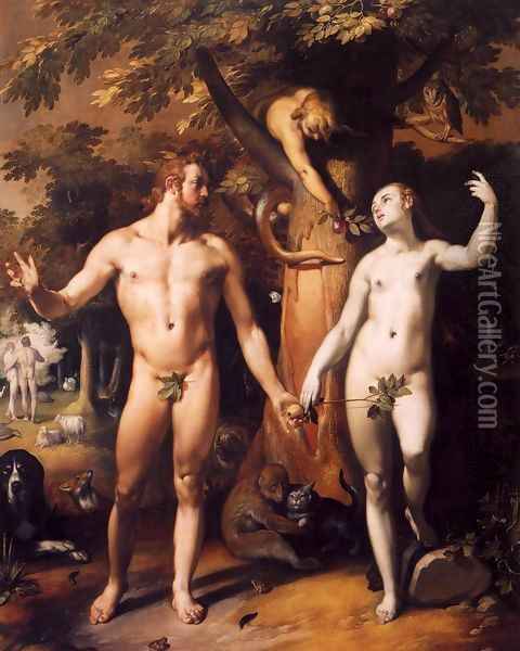 The Fall of Man Oil Painting - Cornelis Cornelisz Van Haarlem