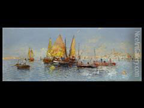 Ansicht Von Istanbul Mit Fischern Oil Painting - Georg Fischof
