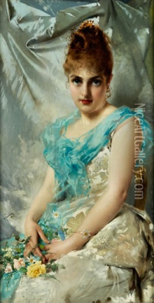 Das Elegante Kleid Oil Painting - Vittorio Matteo Corcos