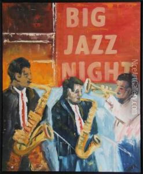 Big Jazz Night - Chris' Cafe Philadelphia, Pa. Oil Painting - Andrew Fisher Bunner