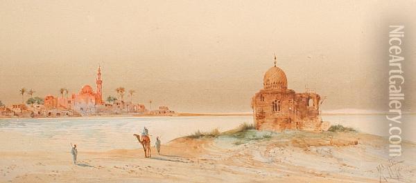 A Middle Eastern Scene Oil Painting - Henry Stanton Lynton
