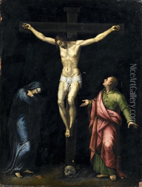 The Agony In The Garden (+ The Crucifixion; Verso) Oil Painting - Francesco Cavazzoni