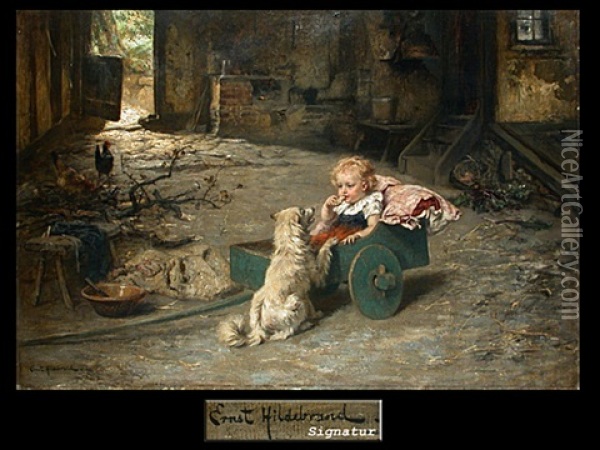 Spielkameraden Oil Painting - Ernst Hildebrand