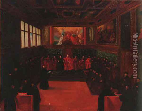 The Council chamber of the Doge's palace Oil Painting - Venetian School