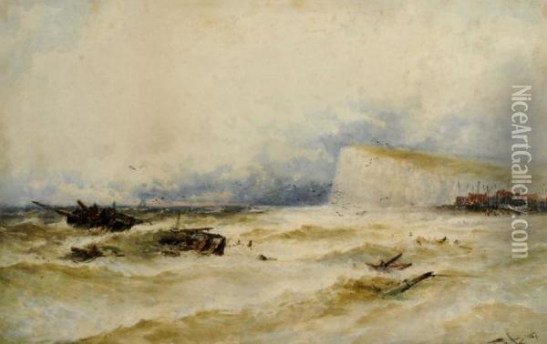 Isle Of Wight Signed And Dated 1887 Oil Painting - Thomas Bush Hardy